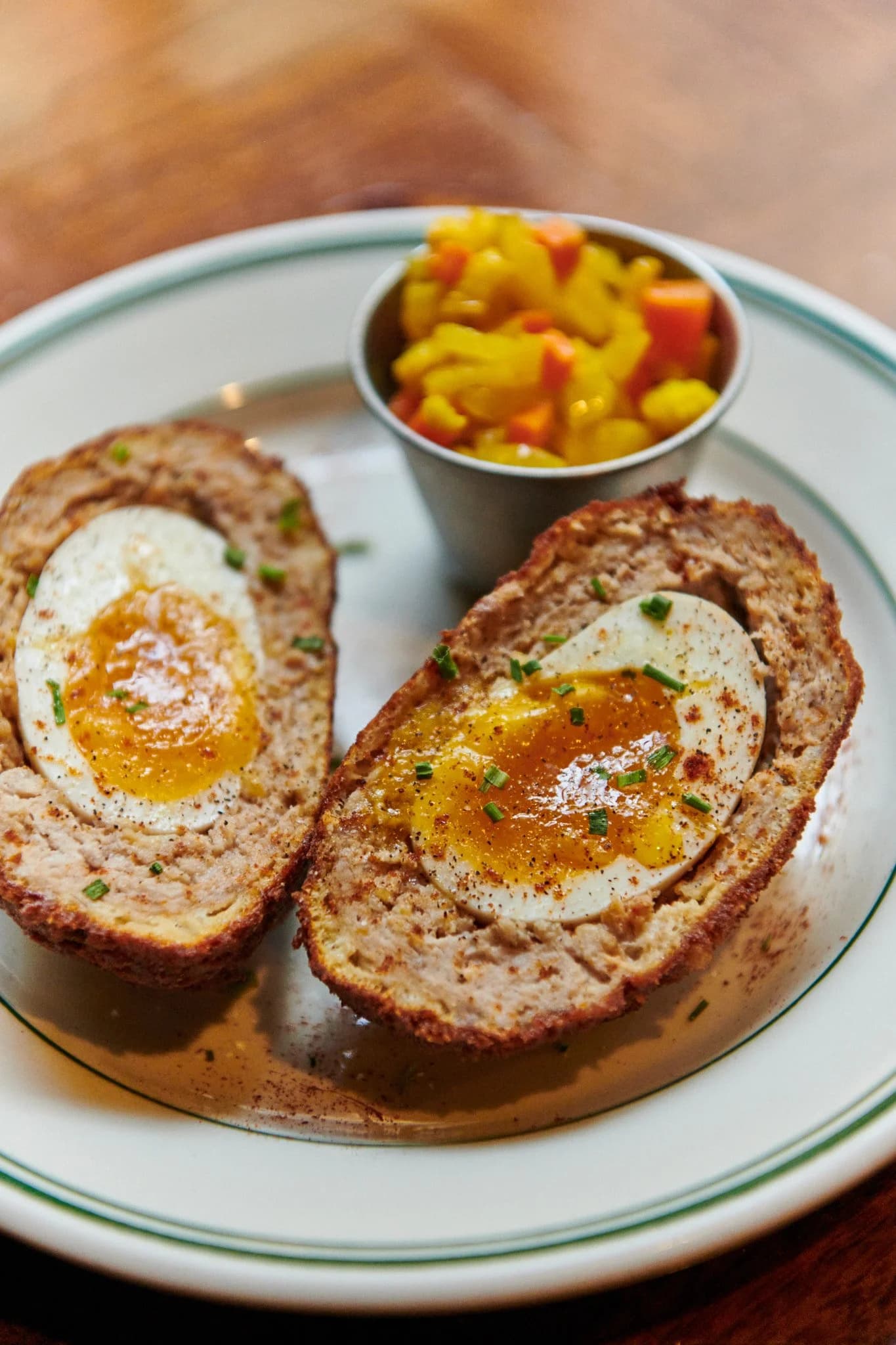 Scotch egg with piccalilli
