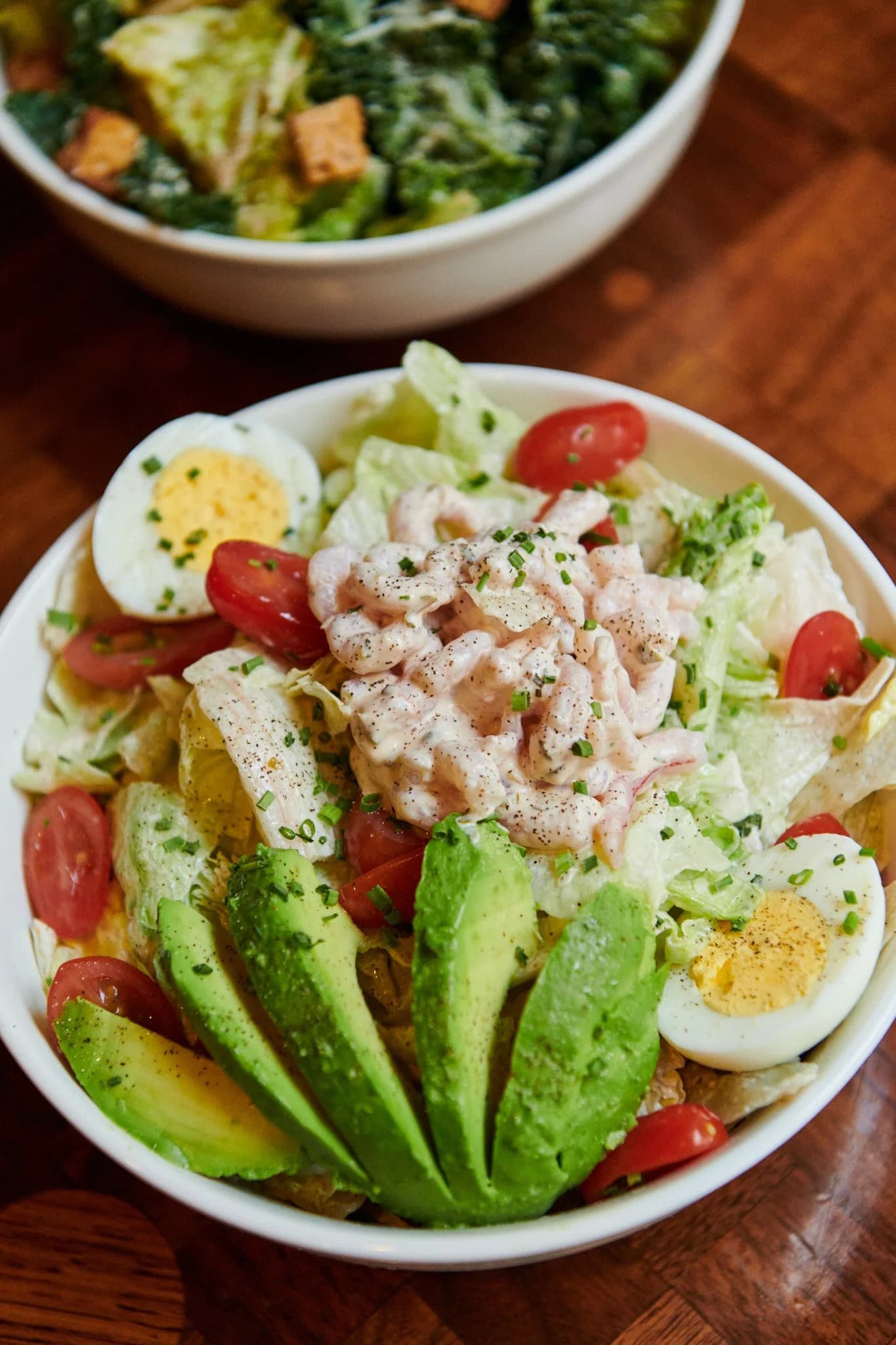 Chopped salad with avocado and egg